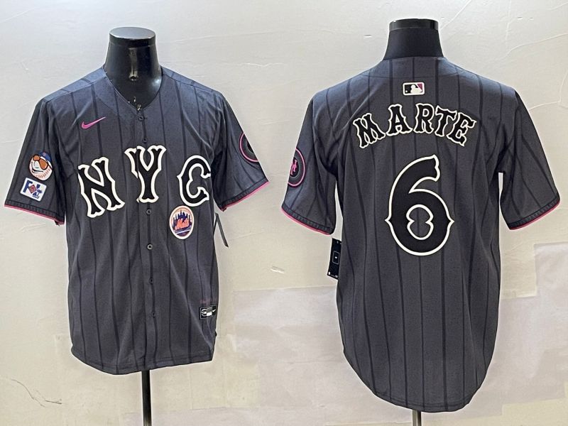 Men New York Mets 6 Marte Black City Edition 2025 Nike MLB Jersey style 8